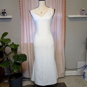 DKNY White Spaghetti Strap Slip Dress